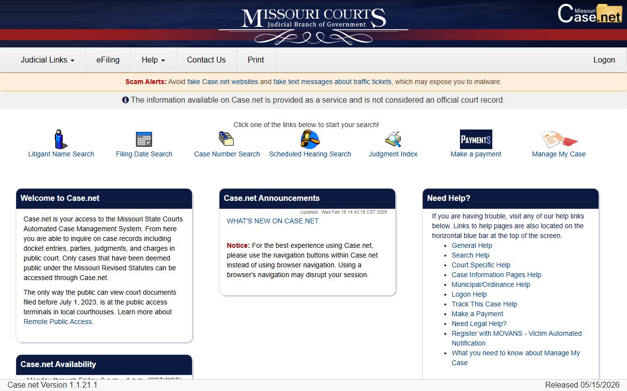 Miller County court records after arrest Case.net search portal